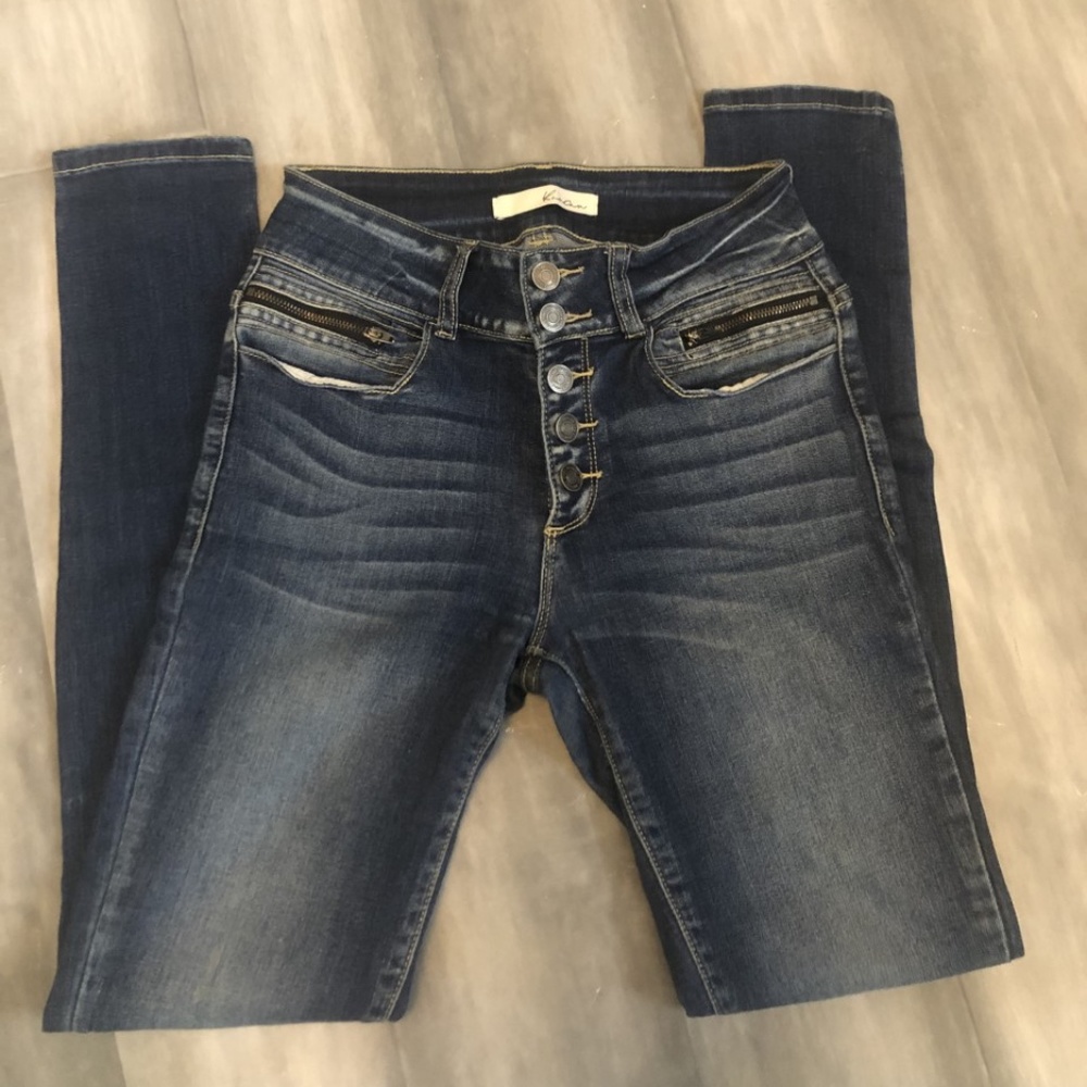 High Waisted Button Kan Can Jean - image 1